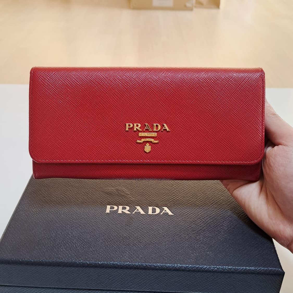 [100%/정품] 프라다 사피아노 레더 지갑 빨간색, 프라다장지갑 상품이미지1