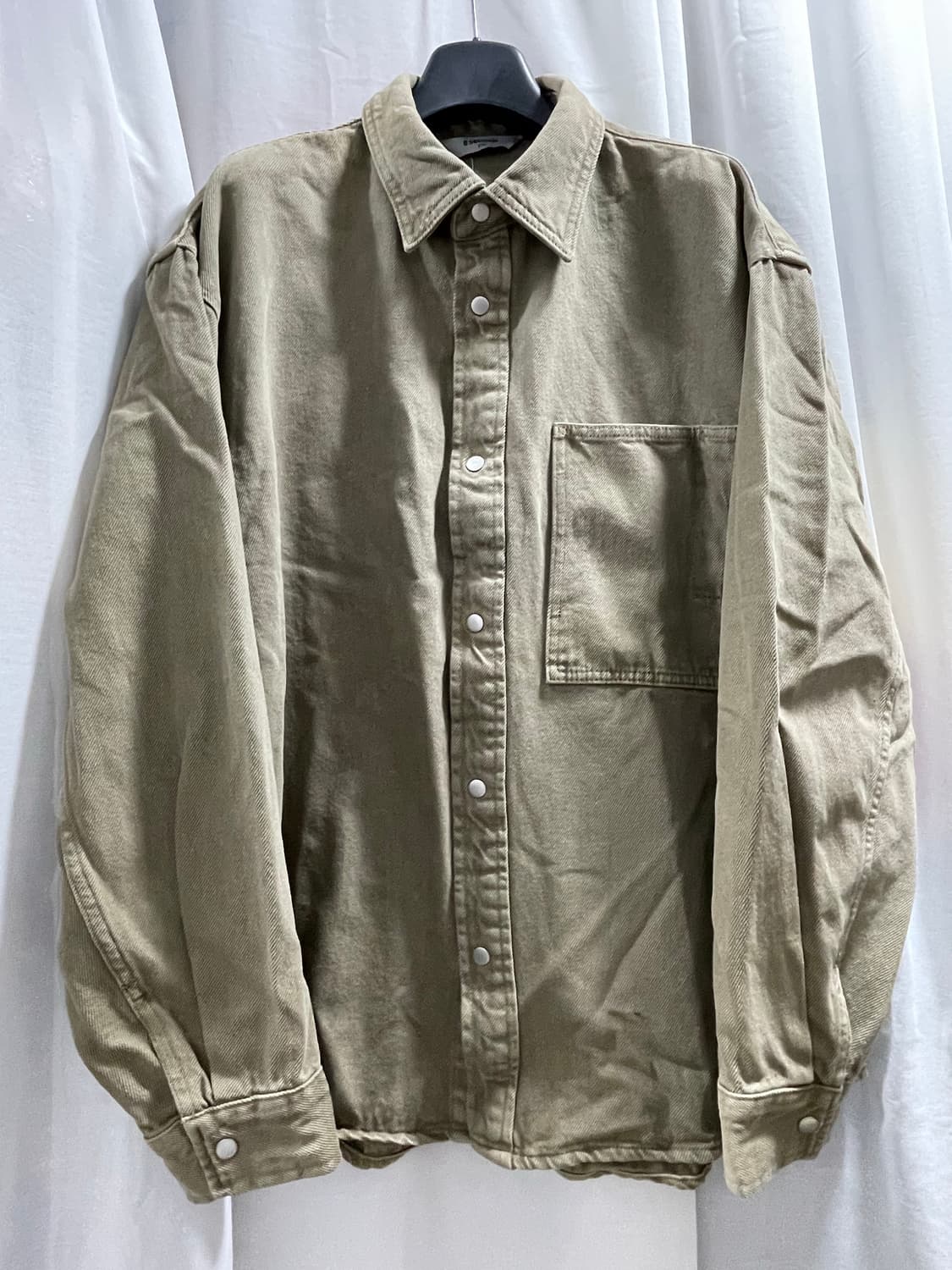 에잇세컨즈/ 헤비 트윌 가먼트다잉 셔츠 올리브/ XXL 상품이미지5