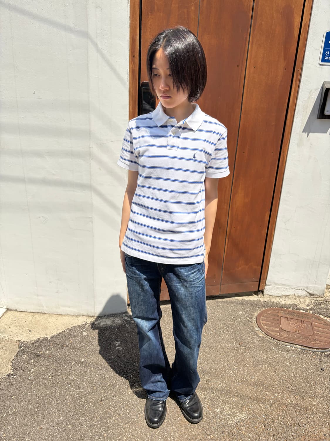 Polo Ralph Lauren 스트라이프 카라 반팔 티셔츠 S 상품이미지3