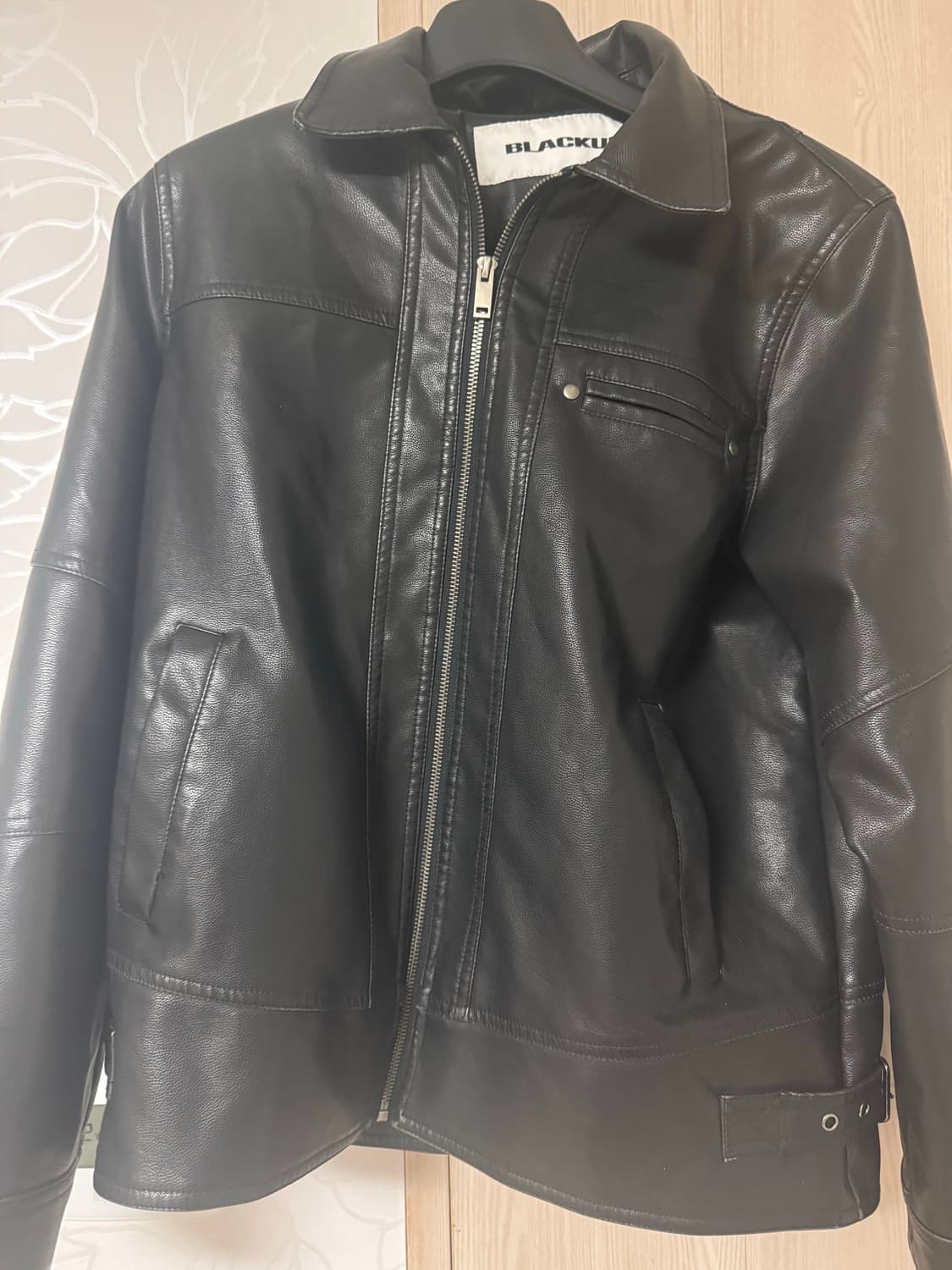 블랙업 쿠다 워싱 레더자켓-블랙 상품이미지3