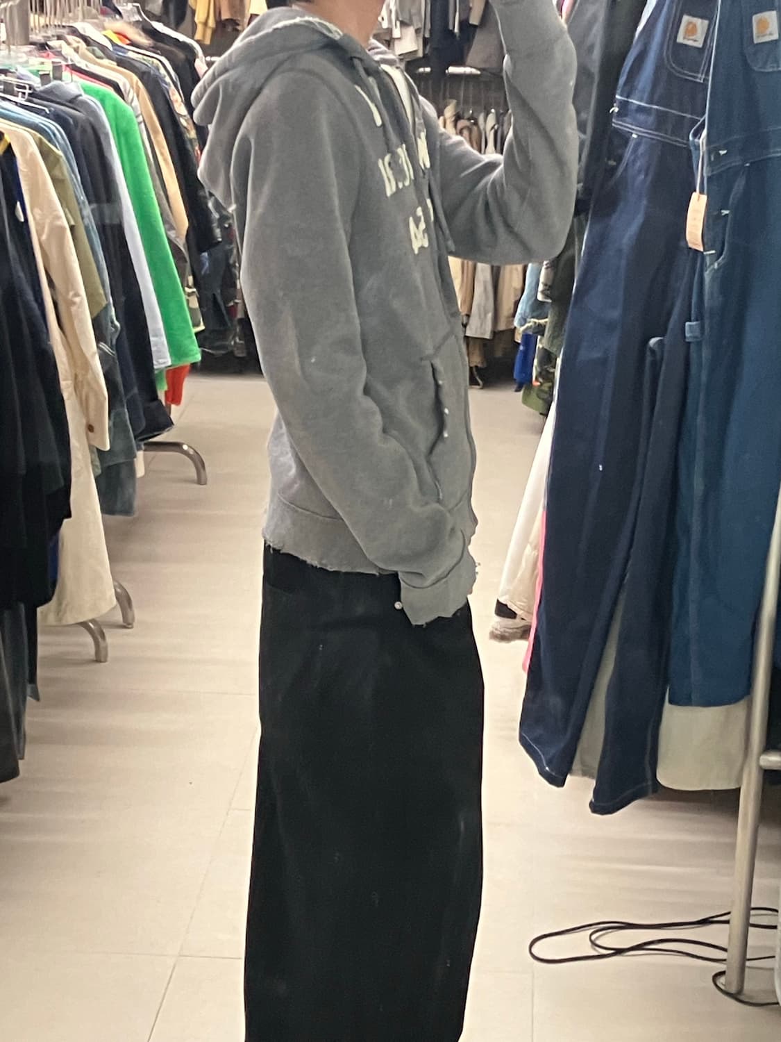 아베크롬비 데미지 디테일 그레이 후드집업 L 상품이미지8