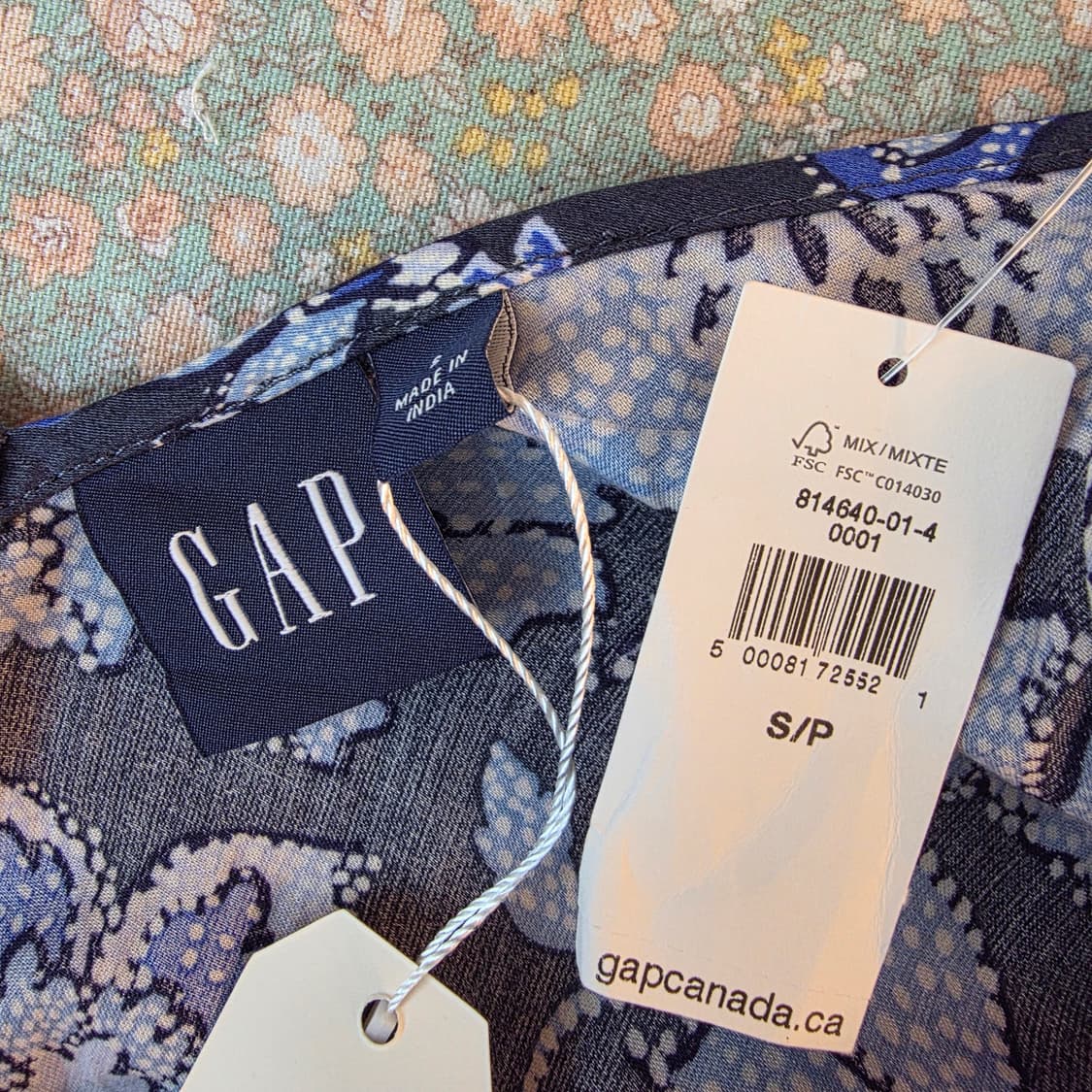 GAP INDIA 플라워 롱원피스 네이비 블루 브이넥 프릴 원피스 상품이미지10