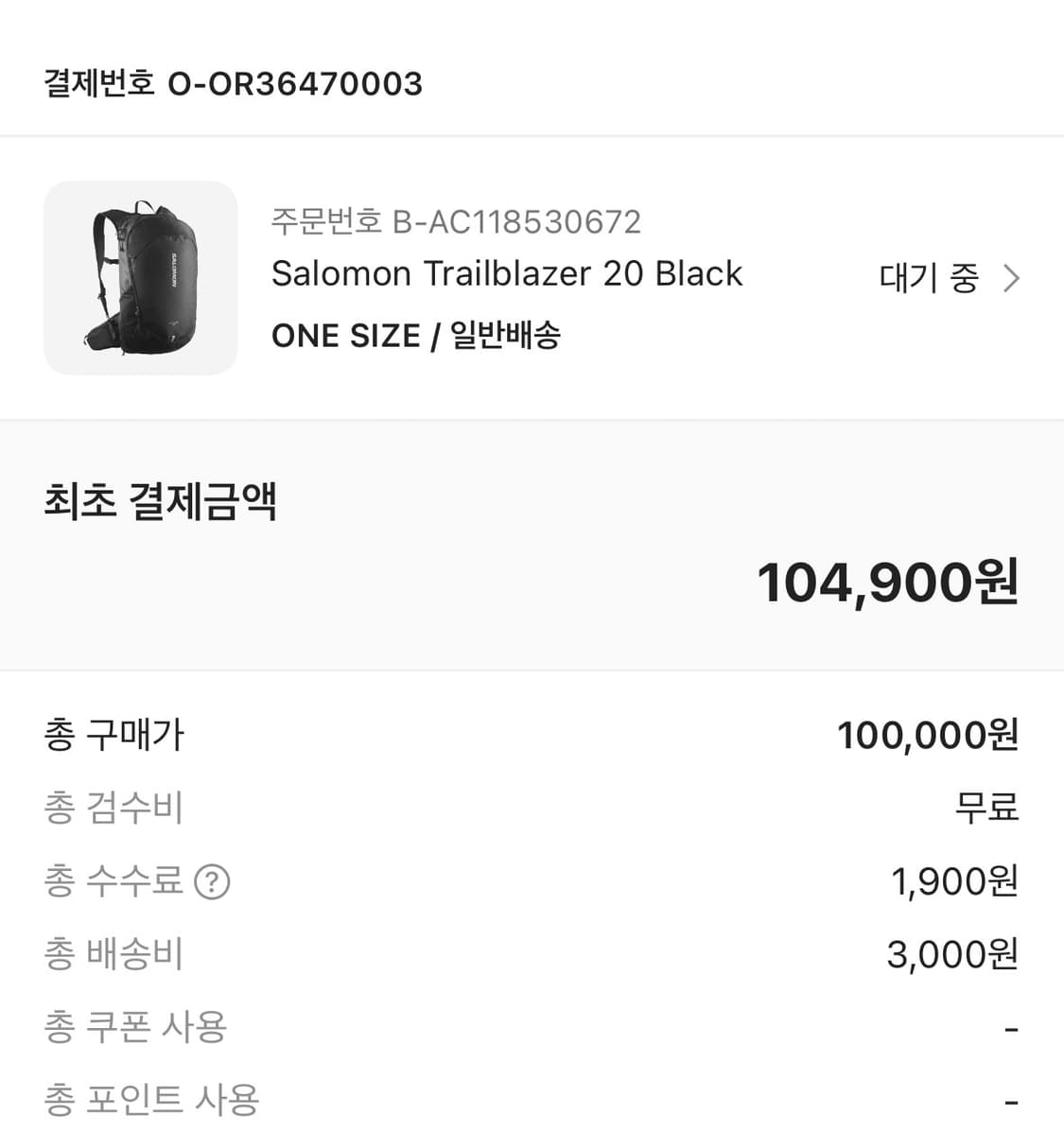 살로몬 트레일블레이저 20 블랙 상품이미지1