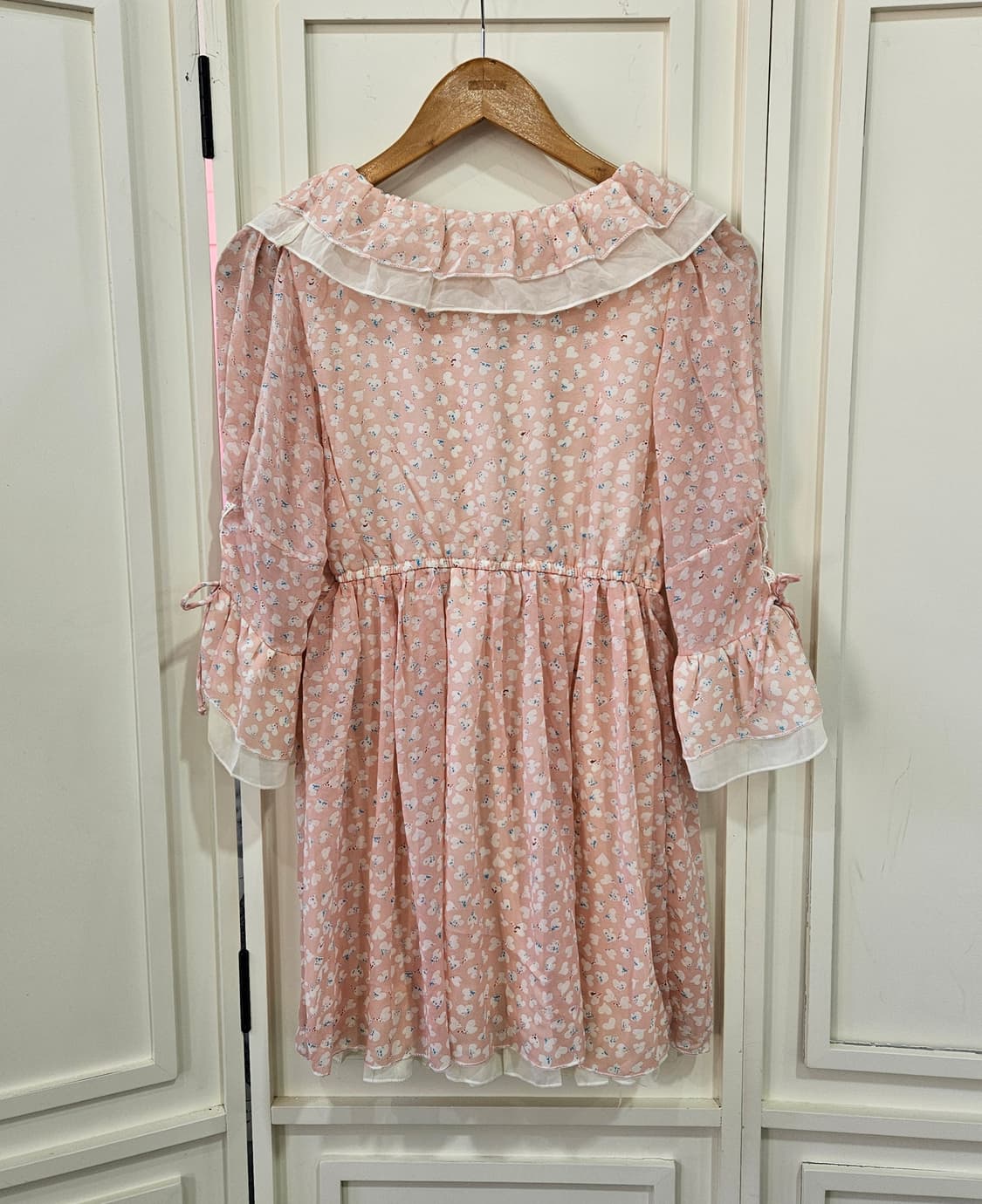 연핑크 하트 프릴 원피스 상품이미지6