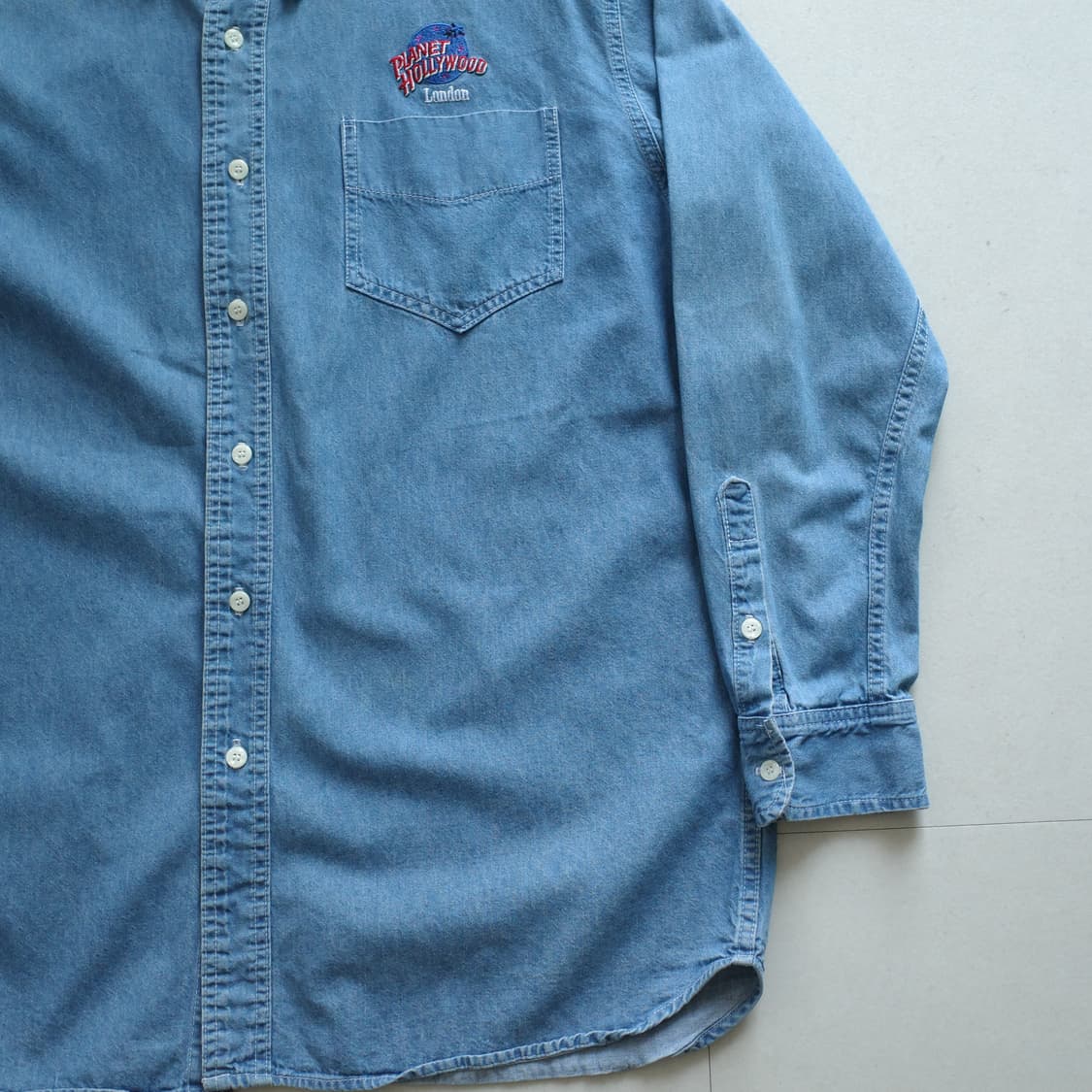 90s 플래닛할리우드 UK 영국 생산 데님 셔츠 XL 상품이미지3