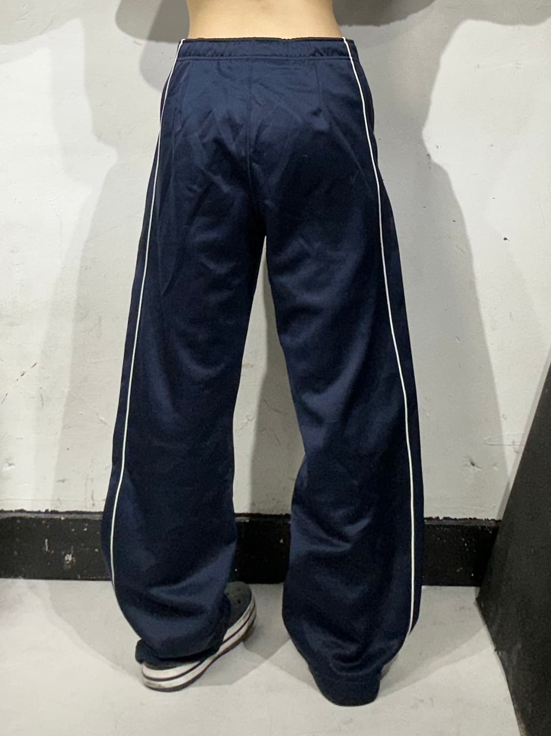 90s 나이키 네이비 화이트 사이드 라인 와이드 팬츠 S   상품이미지3