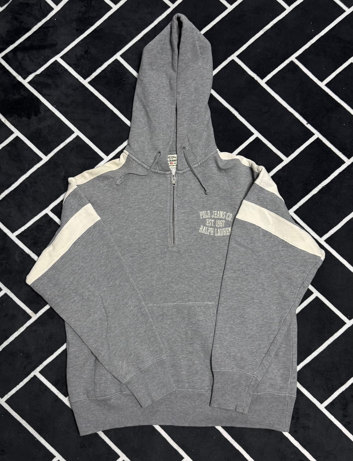 폴로 진스 그레이 반집업 후드 상품이미지1