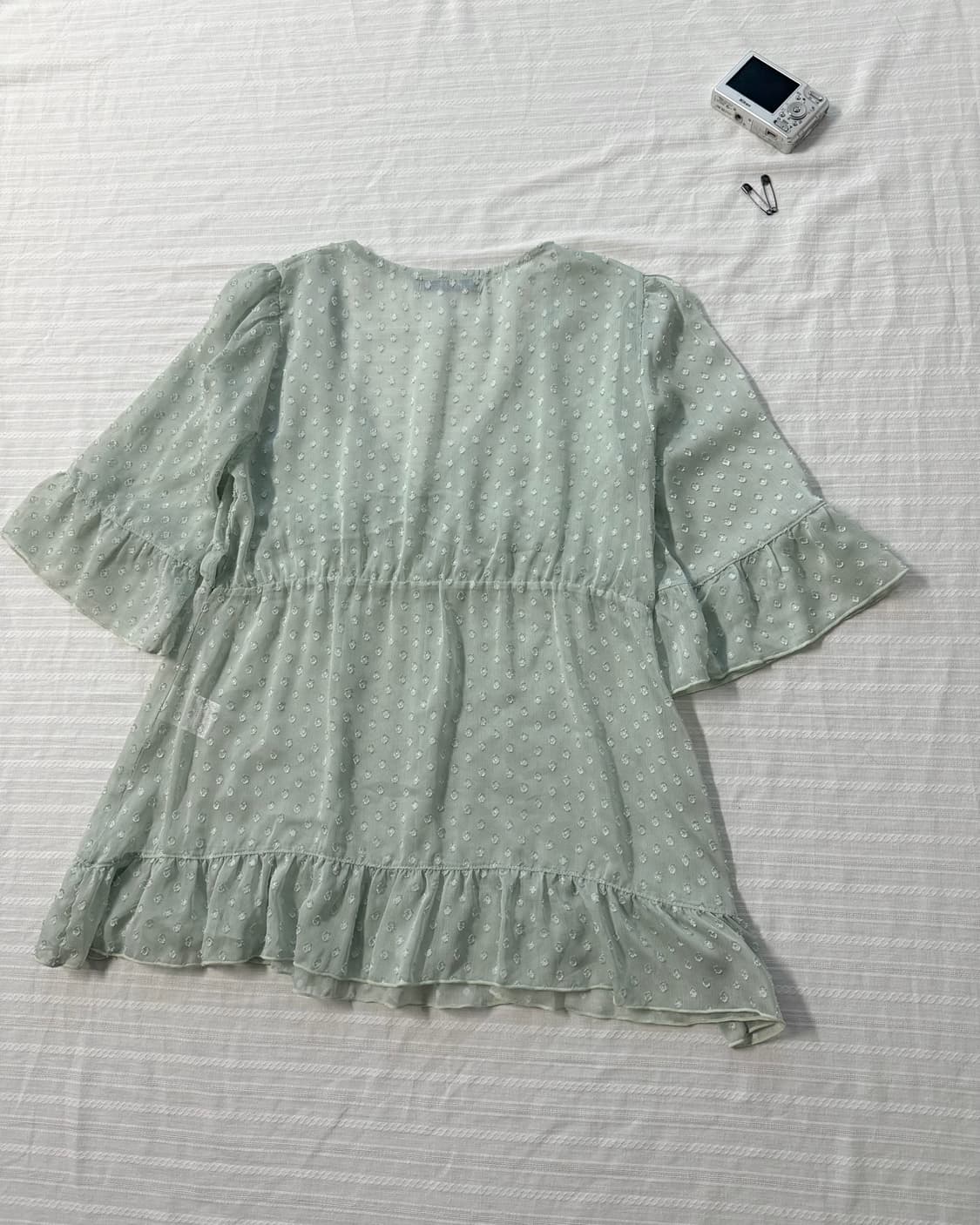레이스 트리밍 패턴 블라우스 슬리브리스 2pcs SET 상품이미지8