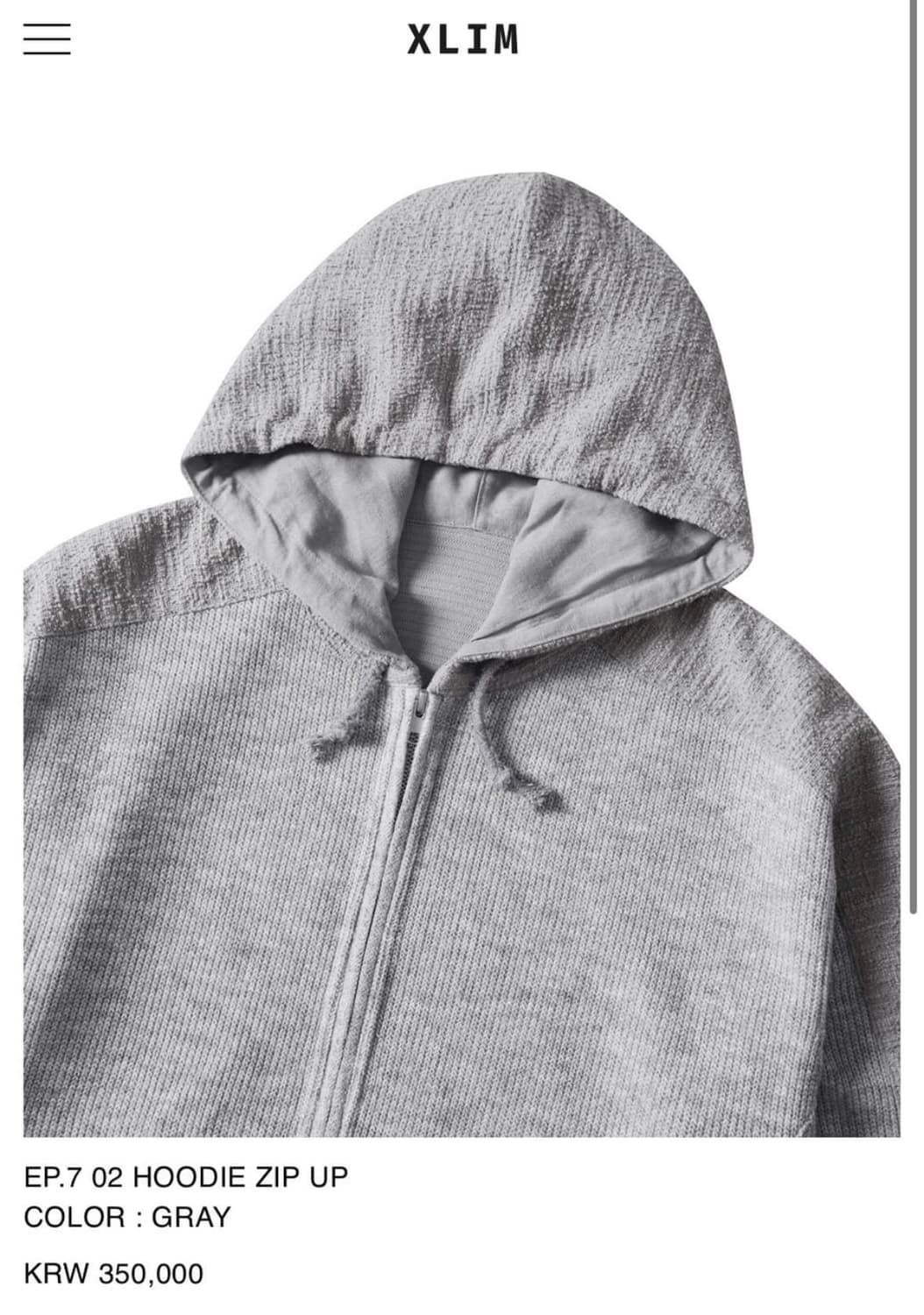 엑슬림 EP.7 HOODIE ZIP UP . Size L 상품이미지3