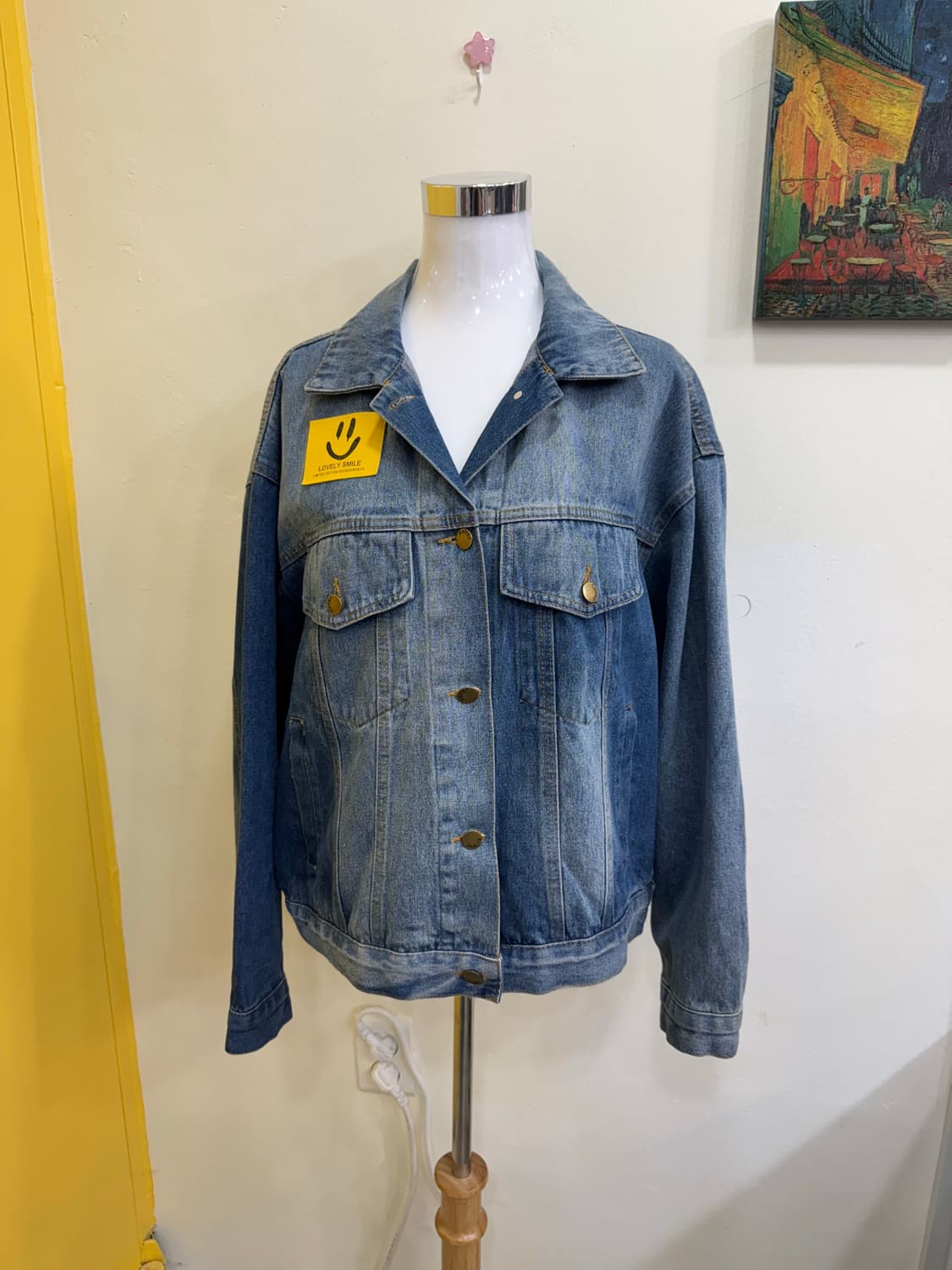 vtg 스마일 자수 데님 리폼 자켓 상품이미지1
