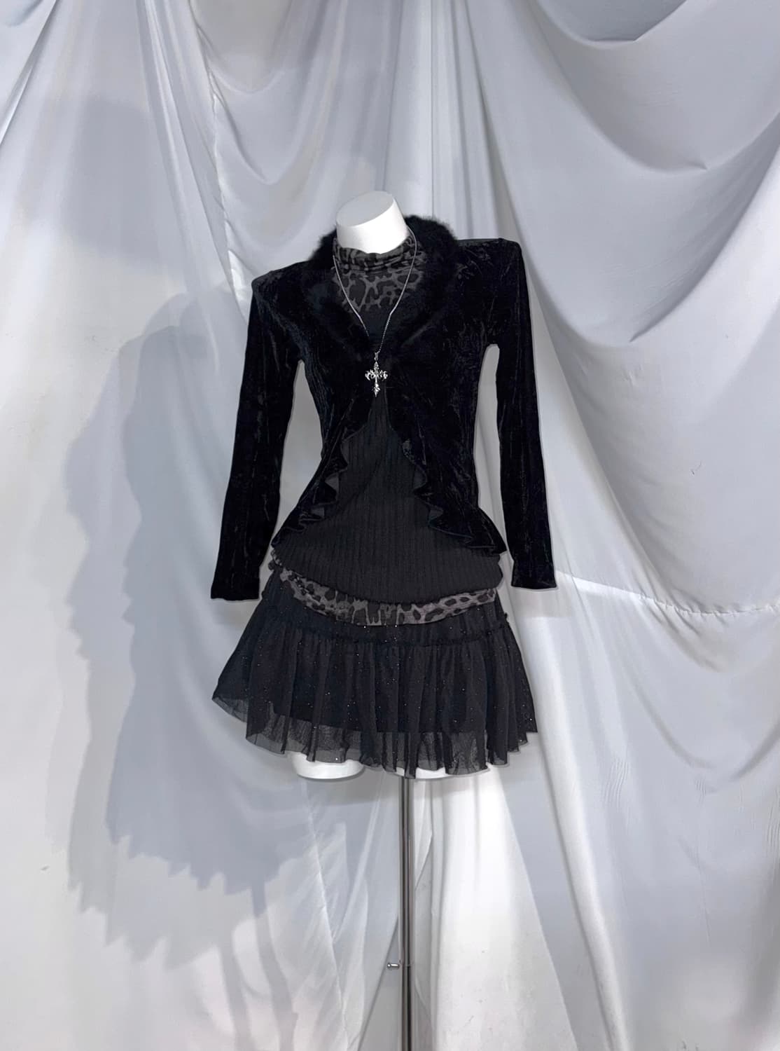 무채색 갸루 레오파드 데일리 고스고딕 코디세트  상품이미지5