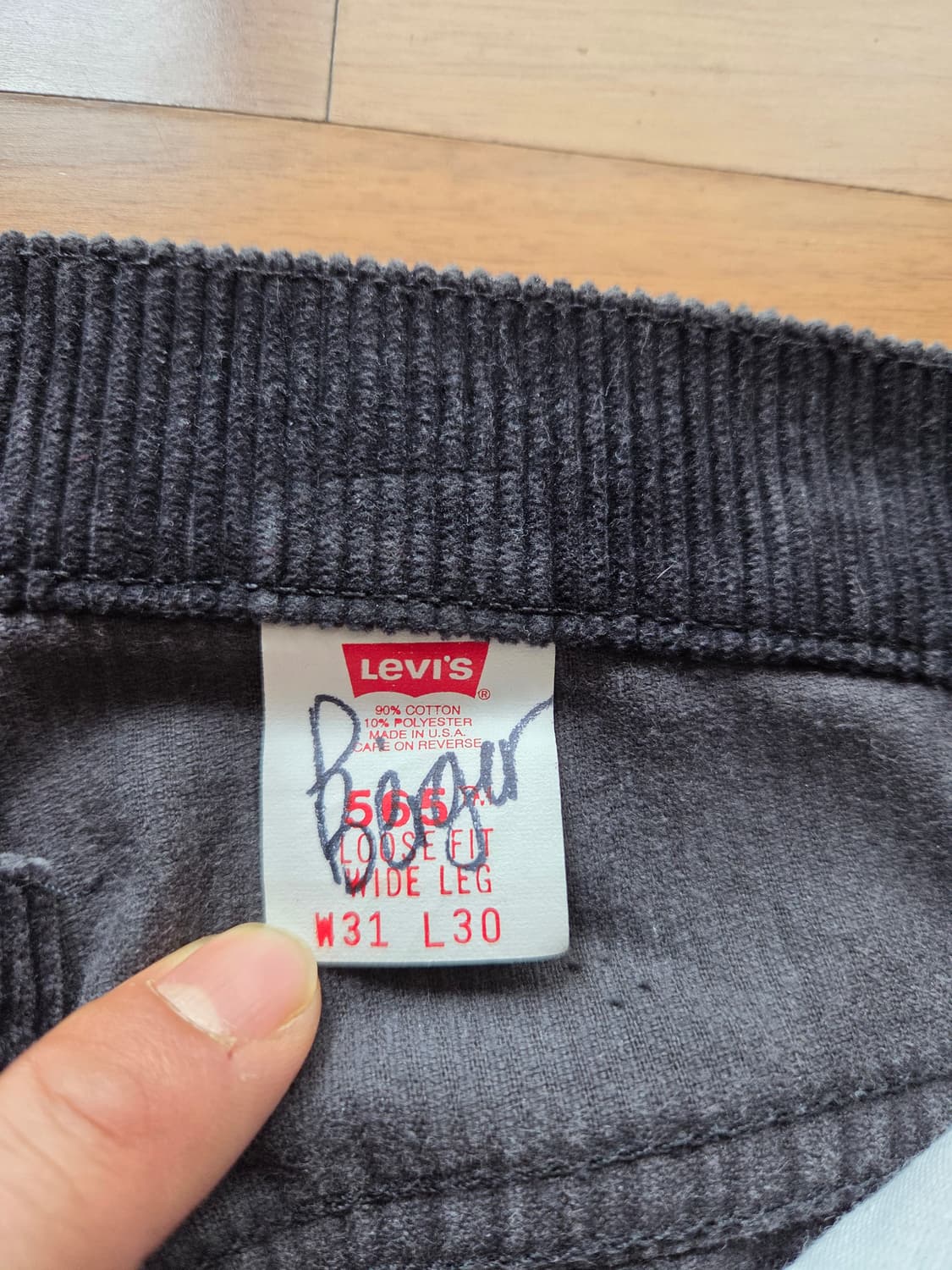 90s 빈티지 리바이스 565 코듀로이 블랙 [31x30] 상품이미지4