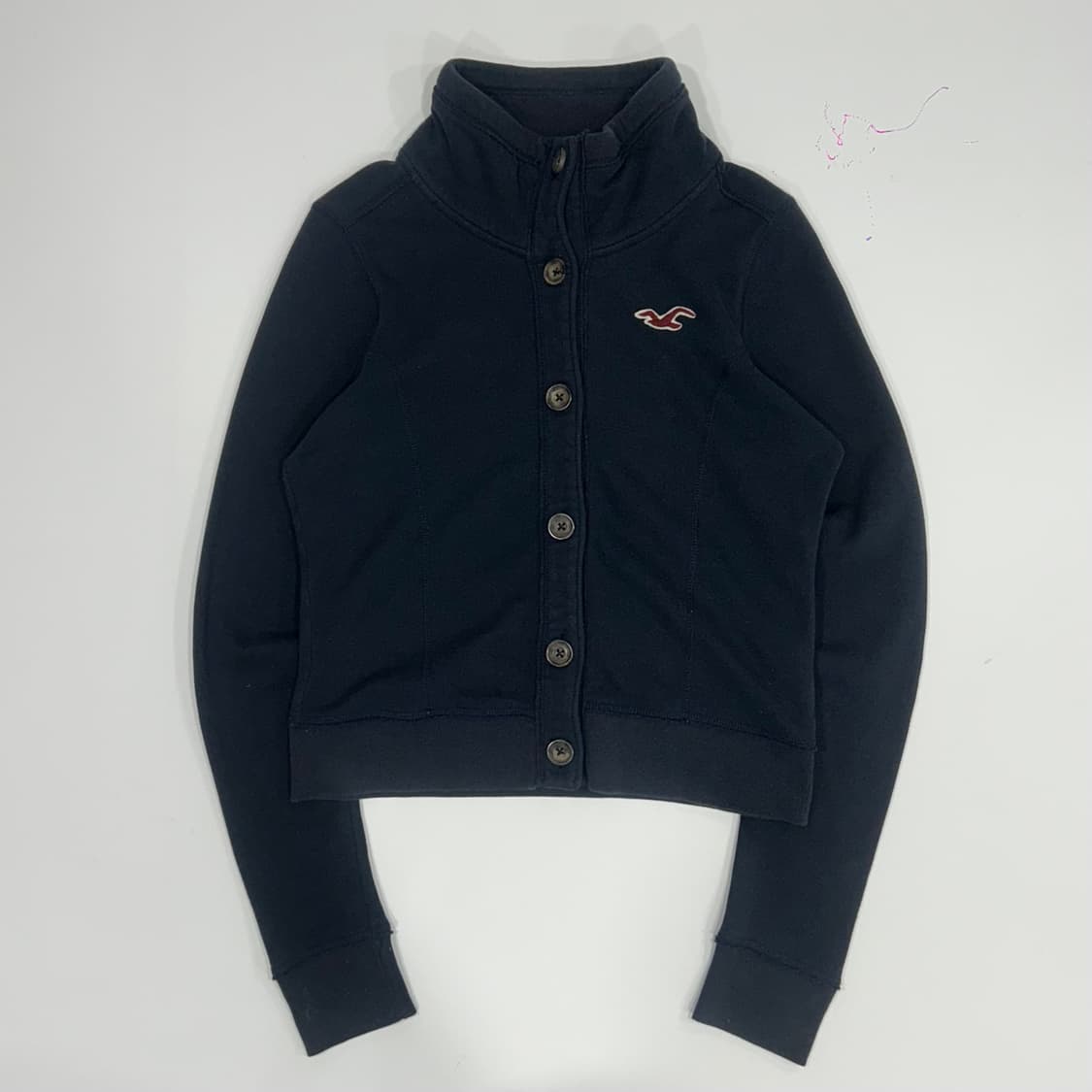 Hollister 홀리스터 버건디 로고 네이비 하이넥 자켓 상품이미지3