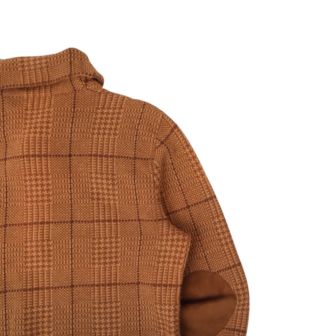 폴로 랄프로렌 카멜 체크 스웨이드패치 숄카라 니트 상품이미지6
