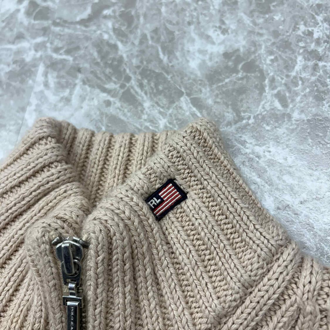 폴로 랄프로렌 진스 성조기 투웨이 베이지 걸즈 니트 집업 희귀져지(M) 상품이미지4