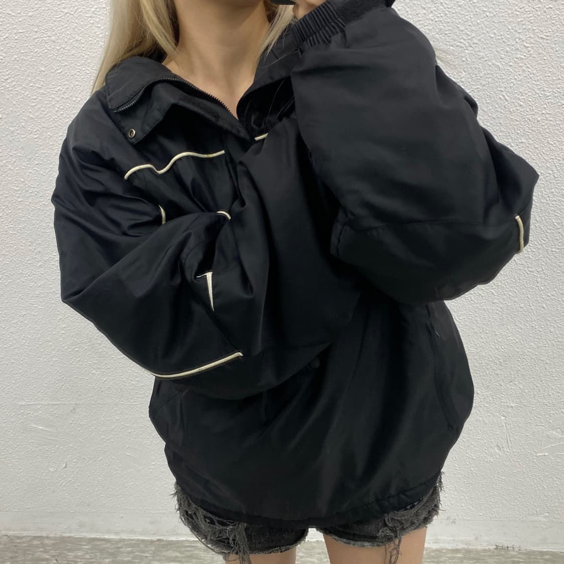 90's 코리아 메이드 동계 심플 검흰 윔엄 상품이미지1