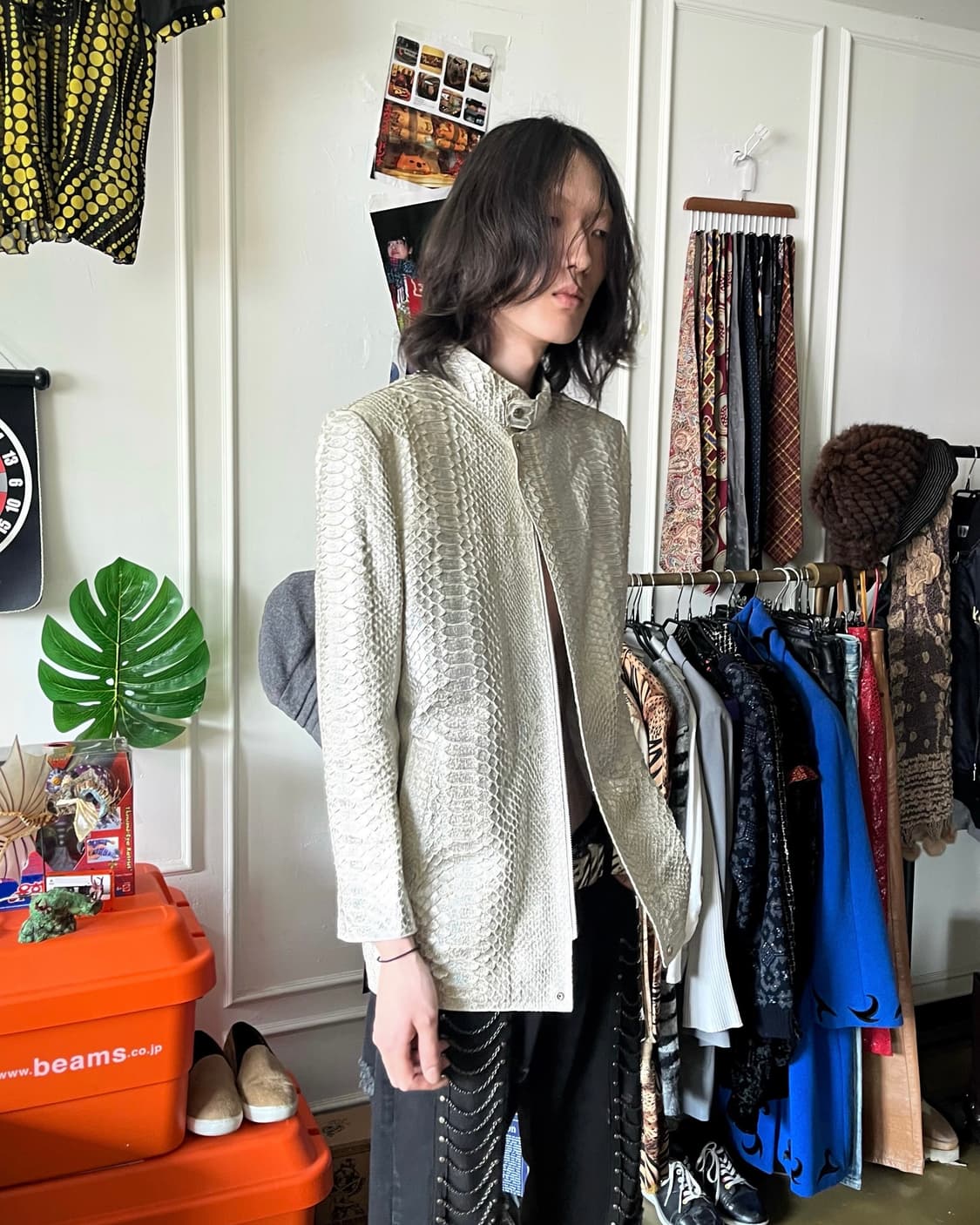 Reticulated Python Skin Leather Jacket 상품이미지2