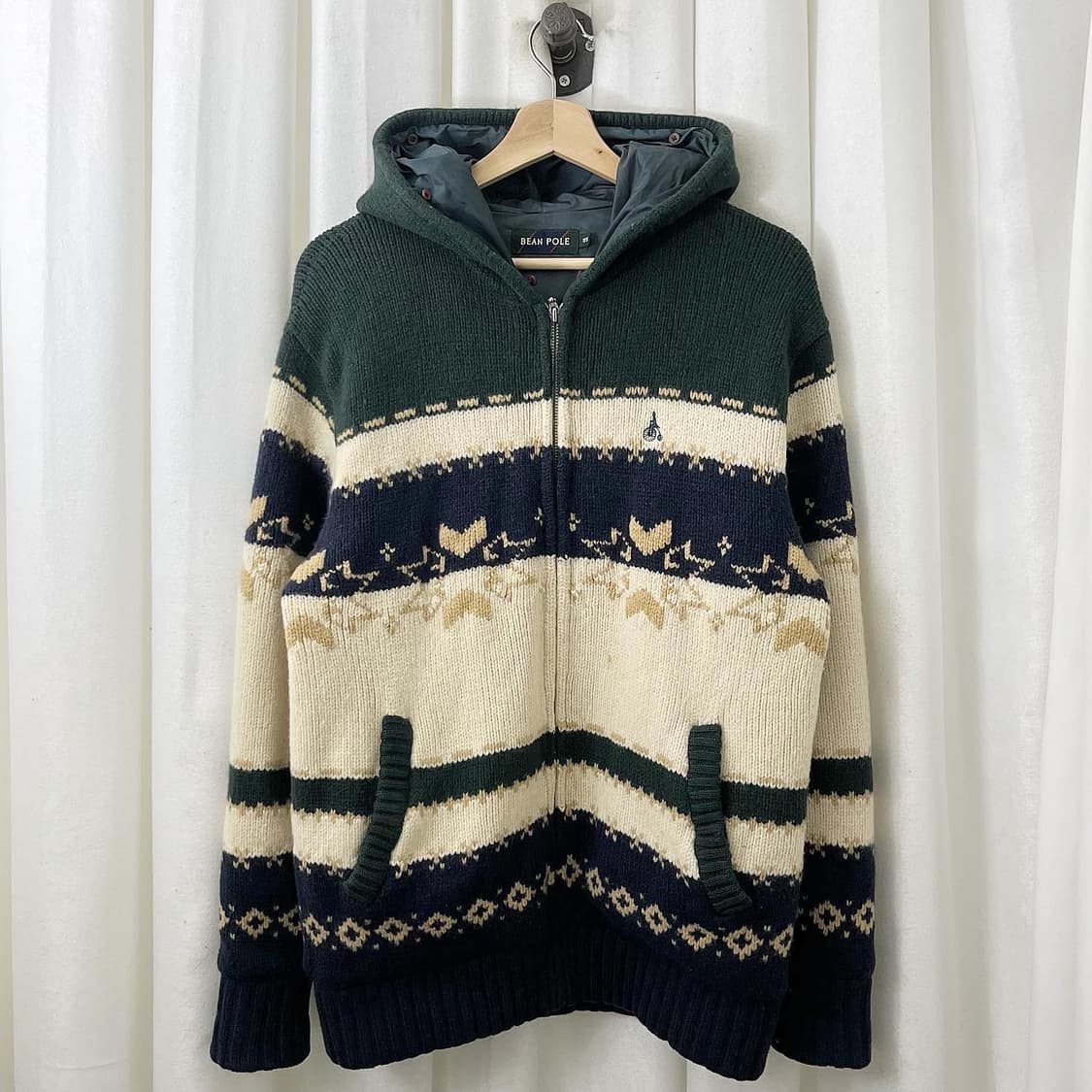 빈폴 멀티컬러 패턴 니트 후드 집업 상품이미지1