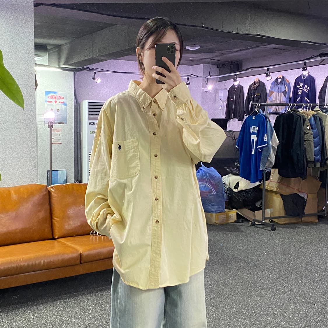 폴로 랄프로렌 옐로우 원포켓 셔츠 B3081 상품이미지1