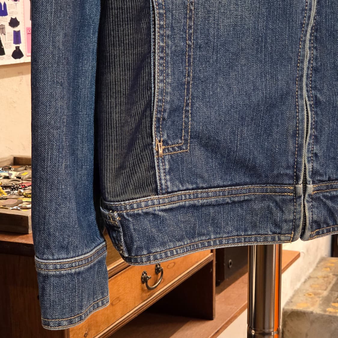 빈티지 골지 배색 데님 자켓  상품이미지4