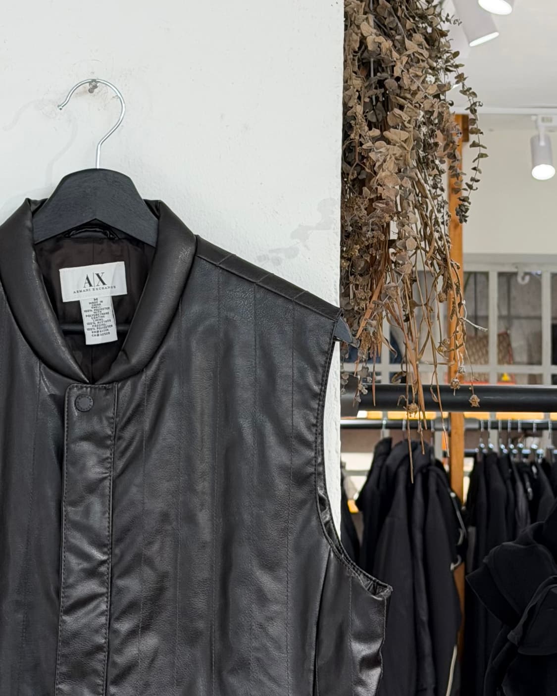 아르마니 익스체인지 다크브라운 레더 패디드 베스트 자켓 상품이미지3