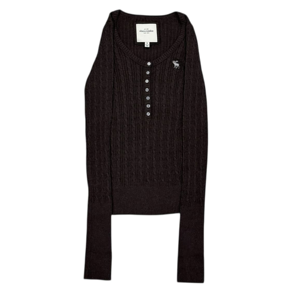아베크롬비 빈티지 딱붙핏 브라운 Y2K 헨리넥 니트 상품이미지1