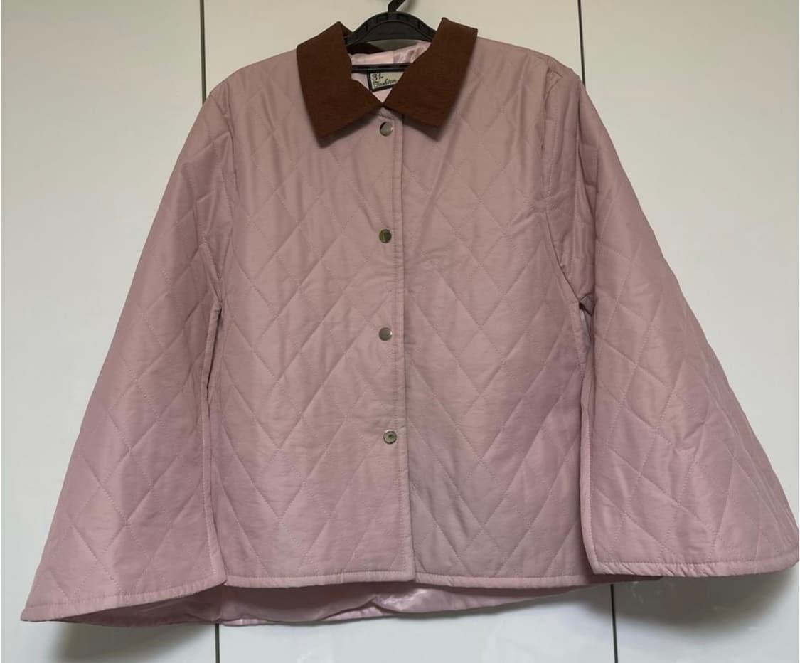 퀼팅 누빔판쵸핑크 브라운 카라 상품이미지4