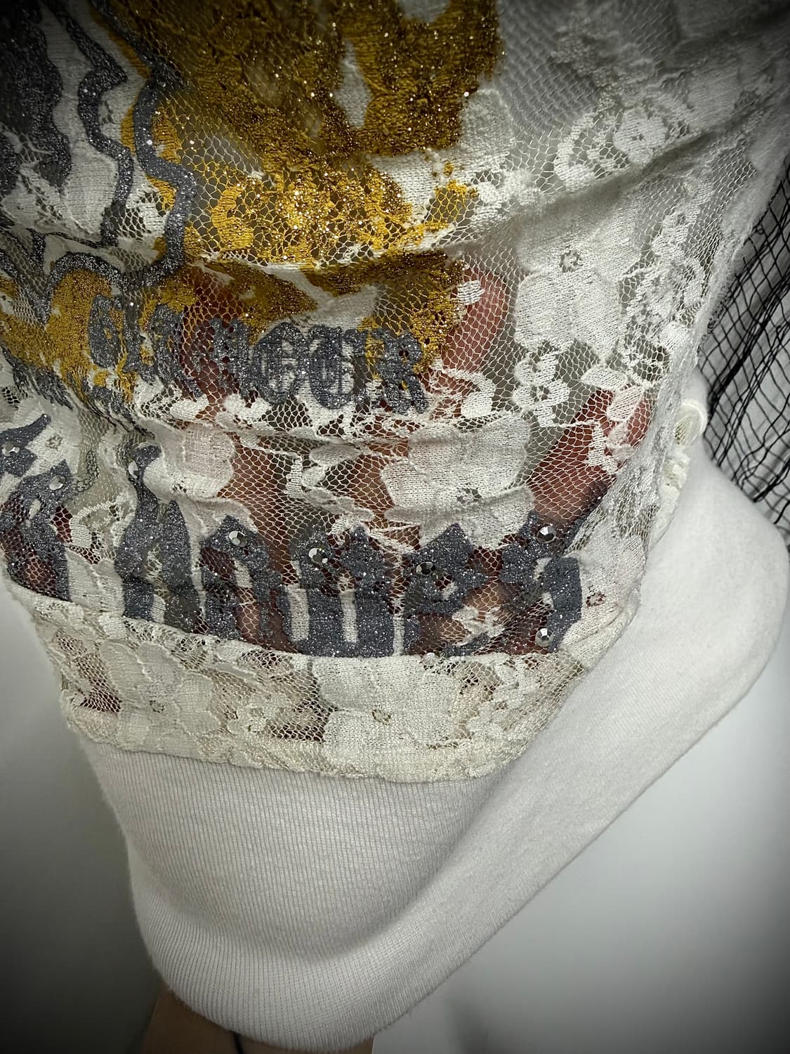 00s lace glitter printing hoodie halfsle 상품이미지3