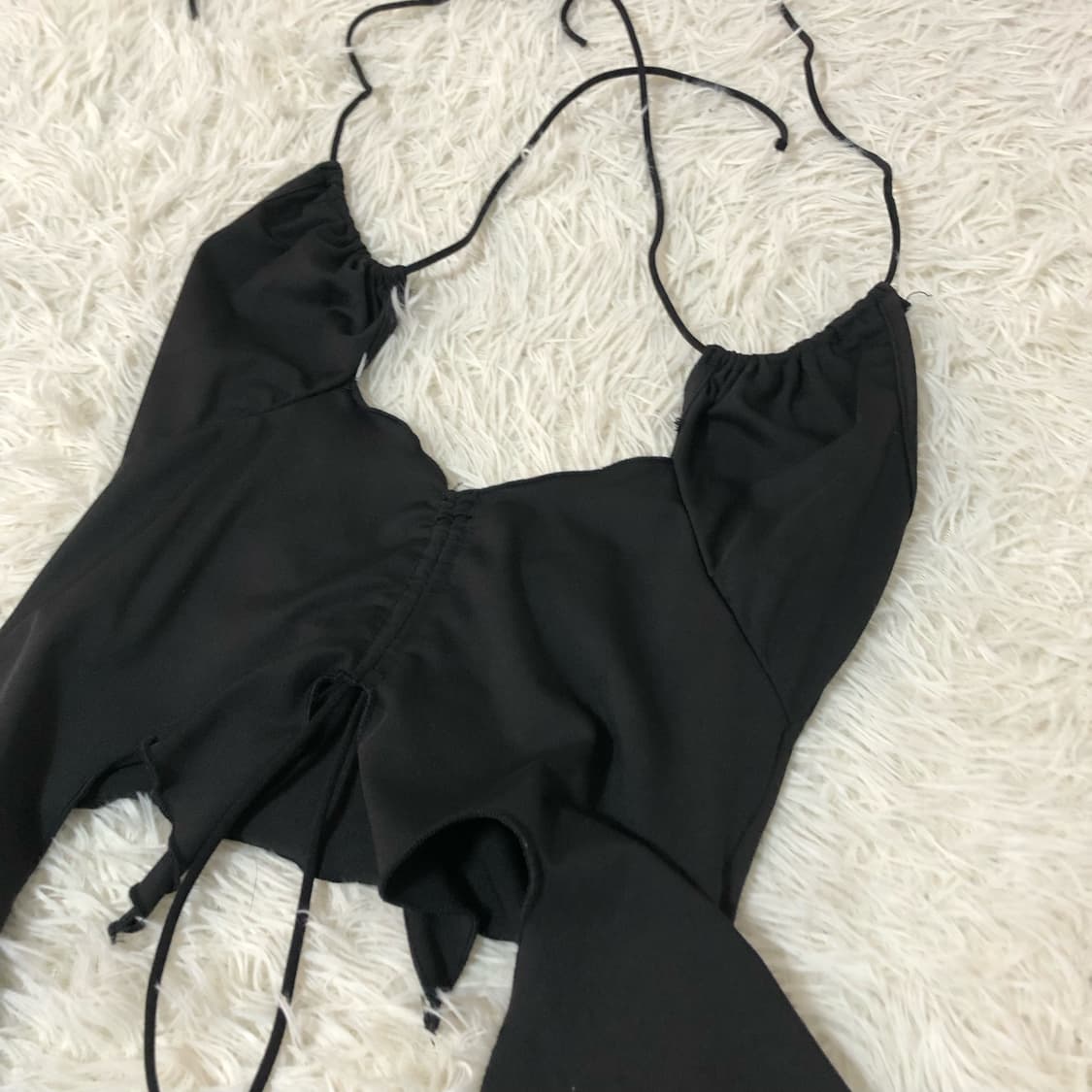 빈티지 블랙 셔링 나시 탑 상품이미지3