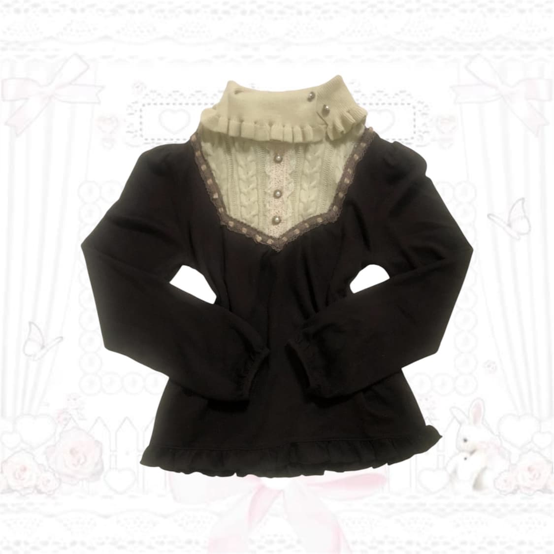 엑시즈팜 라떼갸루 긴팔 니트 빈티지 모리걸 리즈리사 히메갸루 상품이미지1