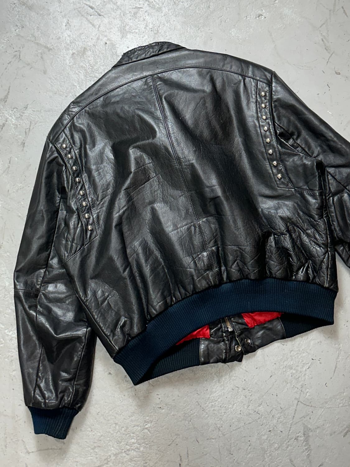 90's 빈티지 스터드 레더 봄버 빈티지 레더 자켓 상품이미지6