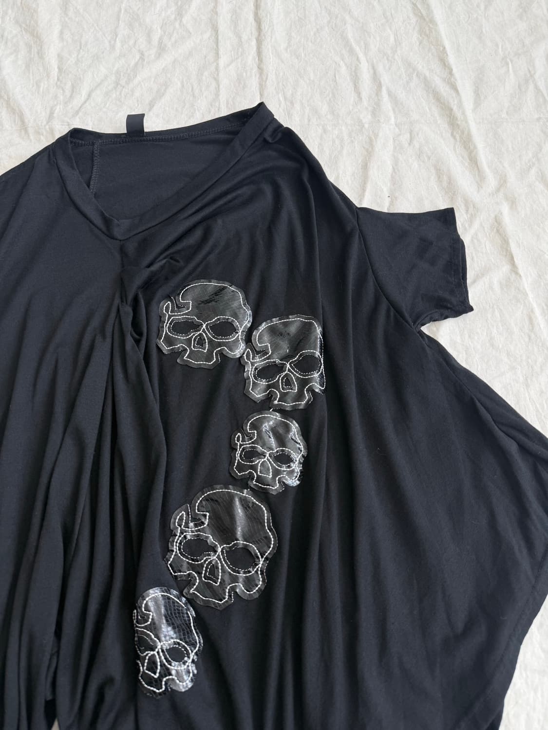 블랙 너드펑크 해골 탑 상품이미지2
