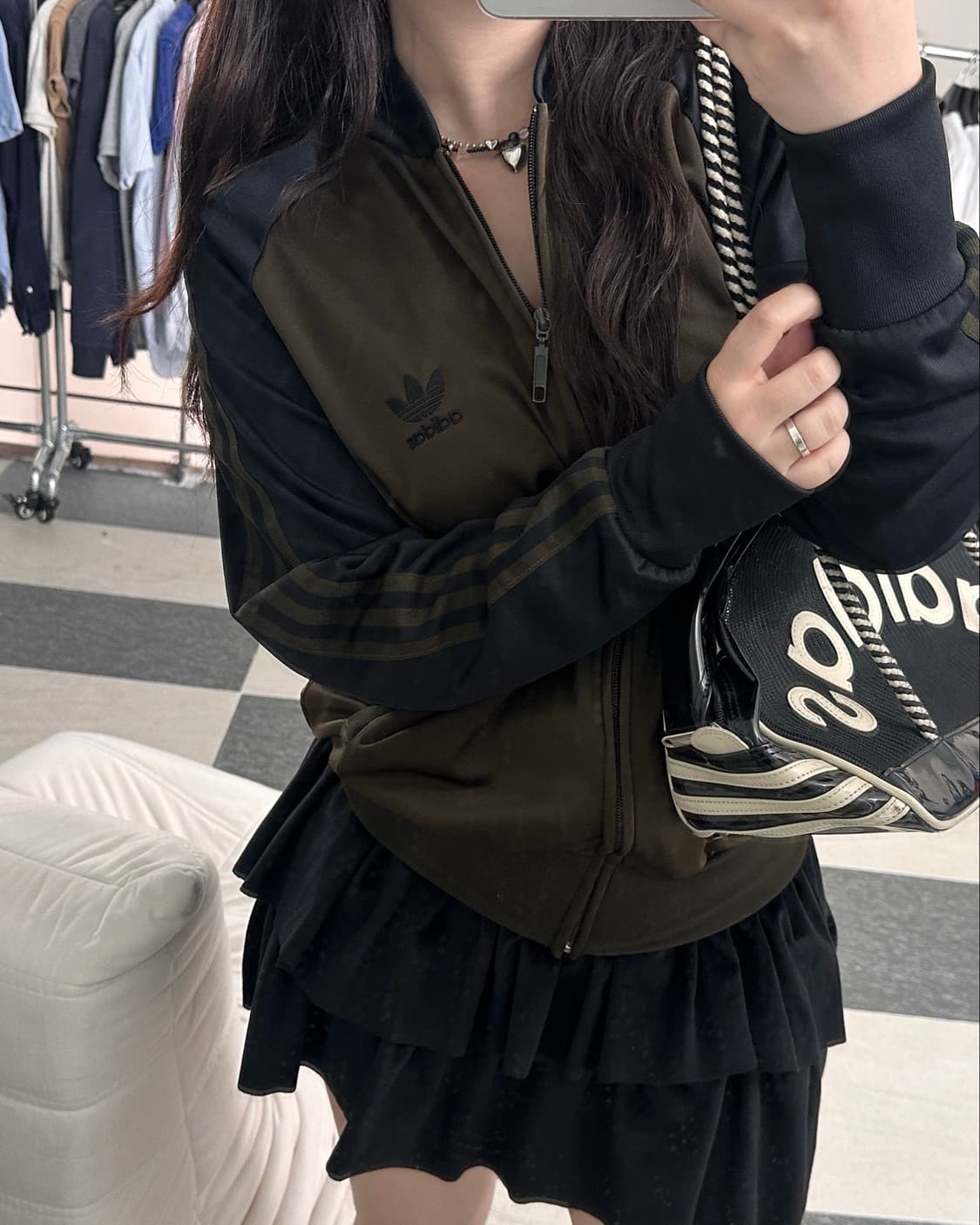 아디다스 카키/블랙 슈퍼스타 져지 상품이미지1