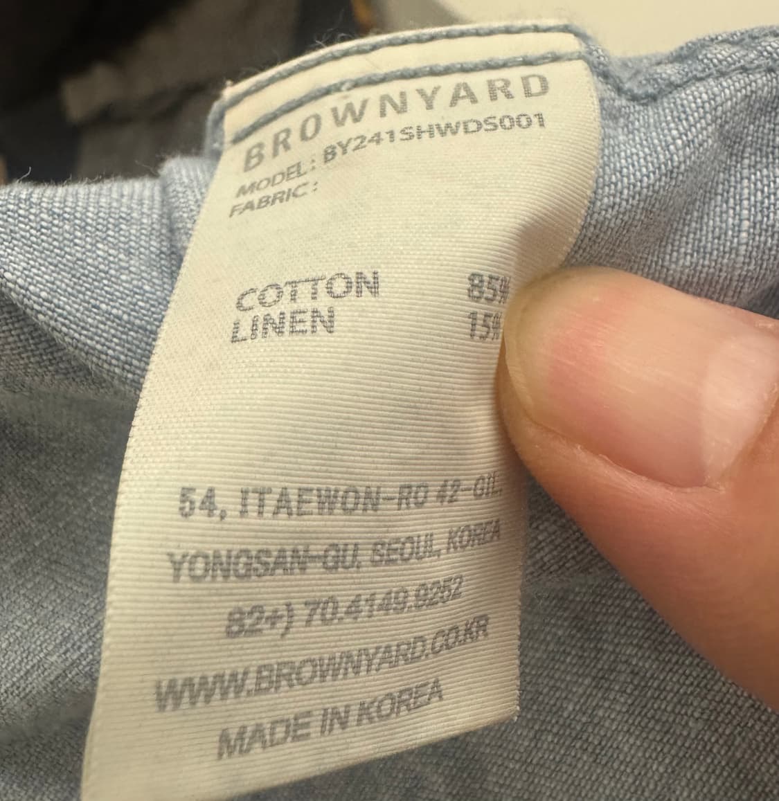 Brownyard 데님셔츠 사이즈5 상품이미지5