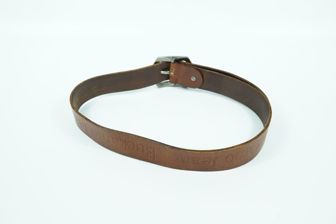 Buckaroo 빈티지 음각 로고 통가죽 브라운 벨트 상품이미지3