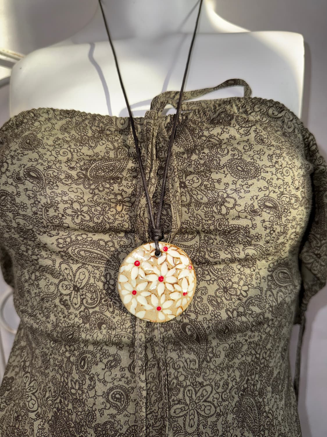 Red point flower ceramic necklace  상품이미지4