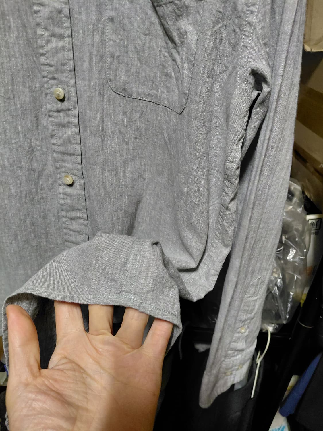 [지오다노]면,마 혼방 그레이 셔츠XL(105)사이즈 상품이미지8