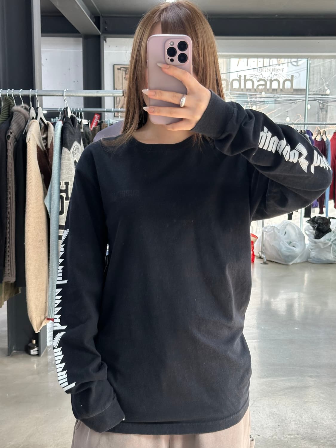 슈프림x블랙사바스 16 S/S 레터링 롱슬리브 긴팔티 블랙 상품이미지2