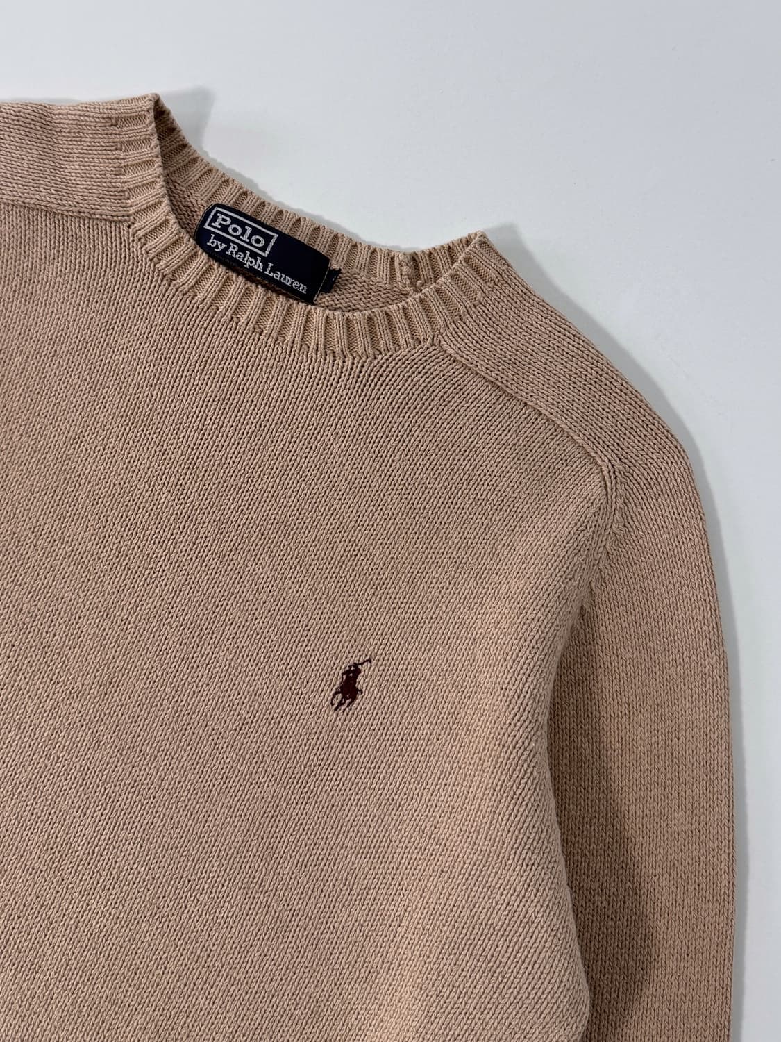 폴로 랄프로렌 90‘s 루즈핏 해비코튼 베이지 니트 상품이미지3