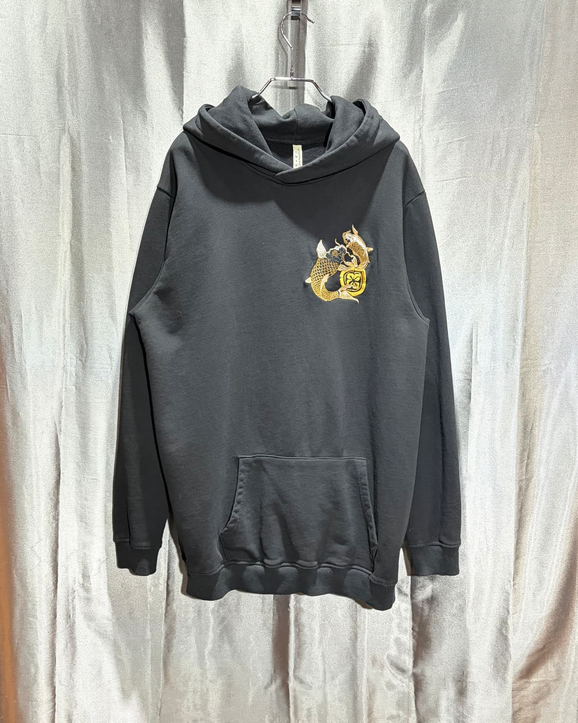 3XL Japan 잉어 자수 블랙 코튼 후드티 상품이미지4