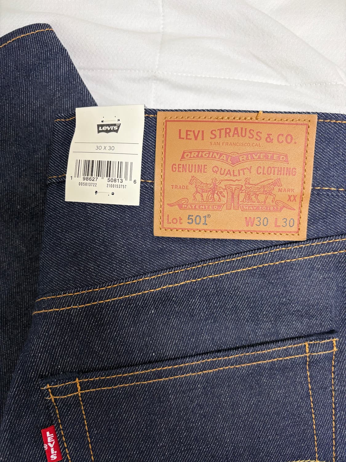 리바이스 501 허드슨 리지드 데님 30x30 셀비지 데님 판매합니다 상품이미지2