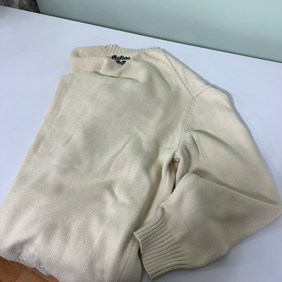 M 100 말본골프 아이보리 루즈핏 라운드면니트 상품이미지6