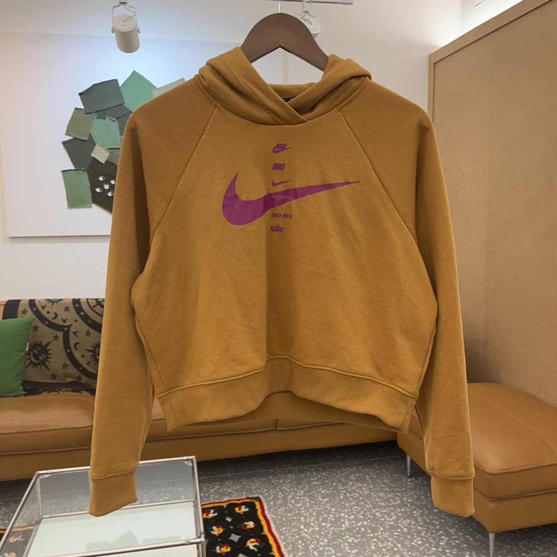 나이키 올드스쿨 레트로 스우시 크롭 기모 후드티 M C07701 상품이미지3