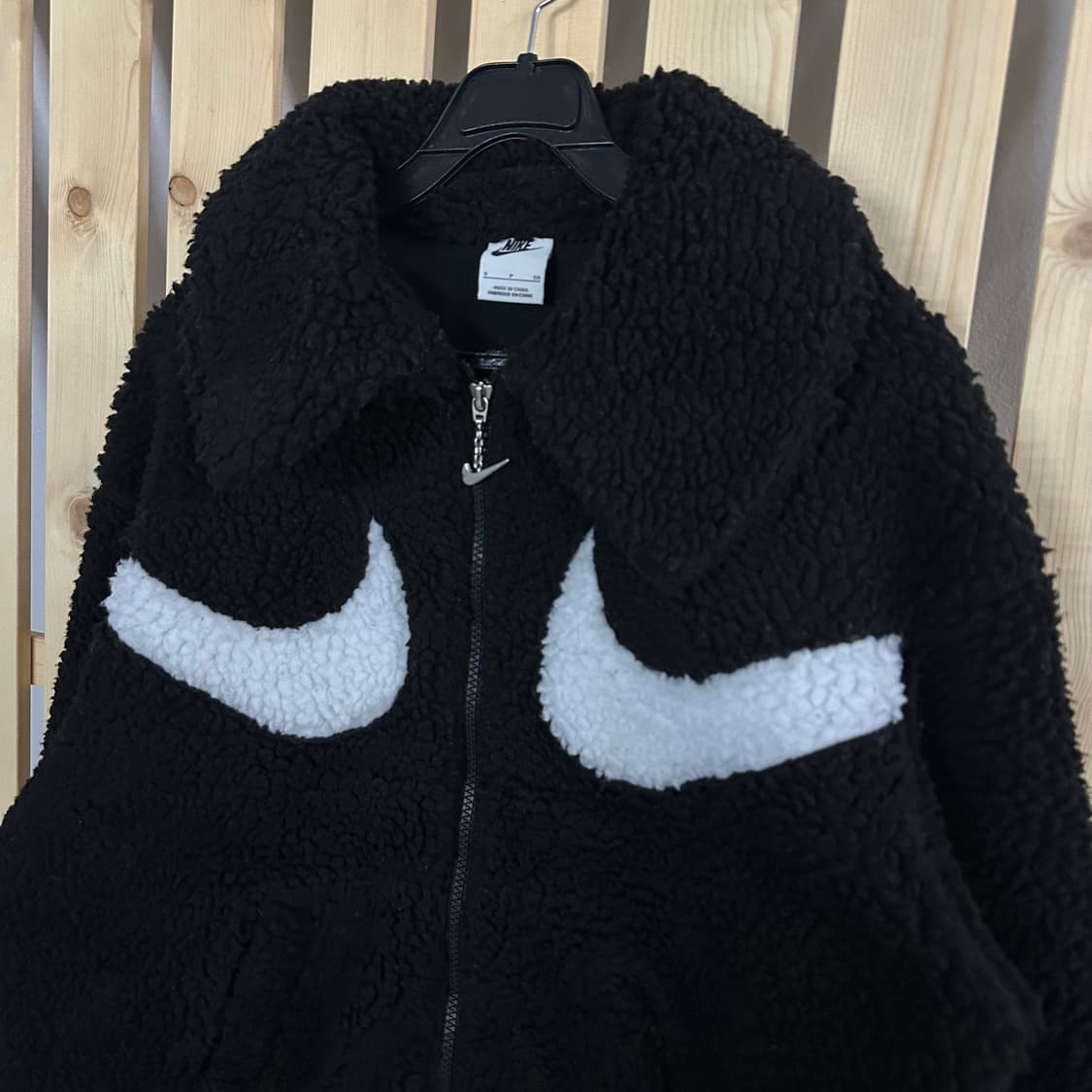 (S) 나이키 블랙 더블 스우시 쉐르파 후리스 플리스 자켓 상품이미지3