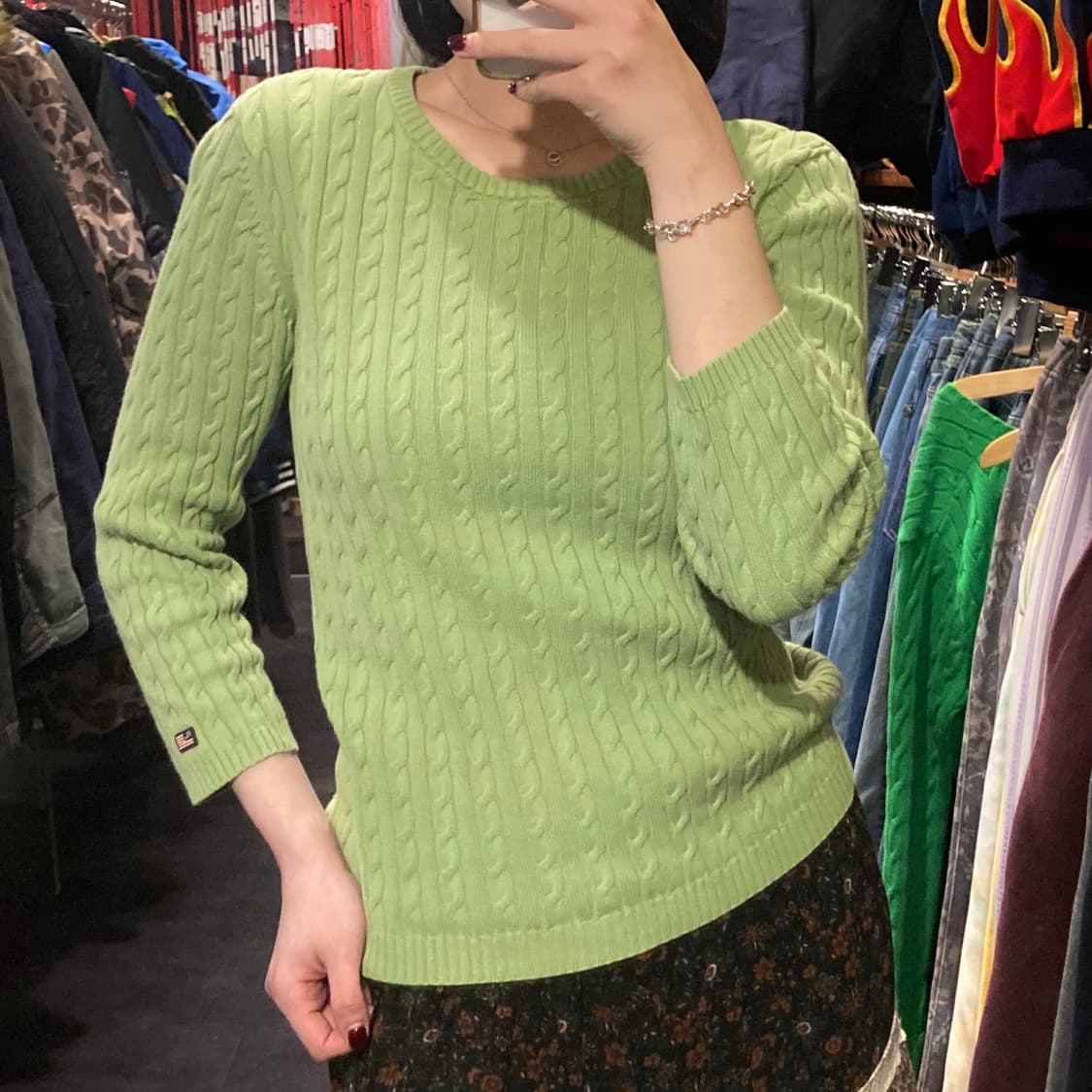 [IM] 폴로 랄프로렌 라운드넥 7부 케이블 니트 올리브 그린 상품이미지2