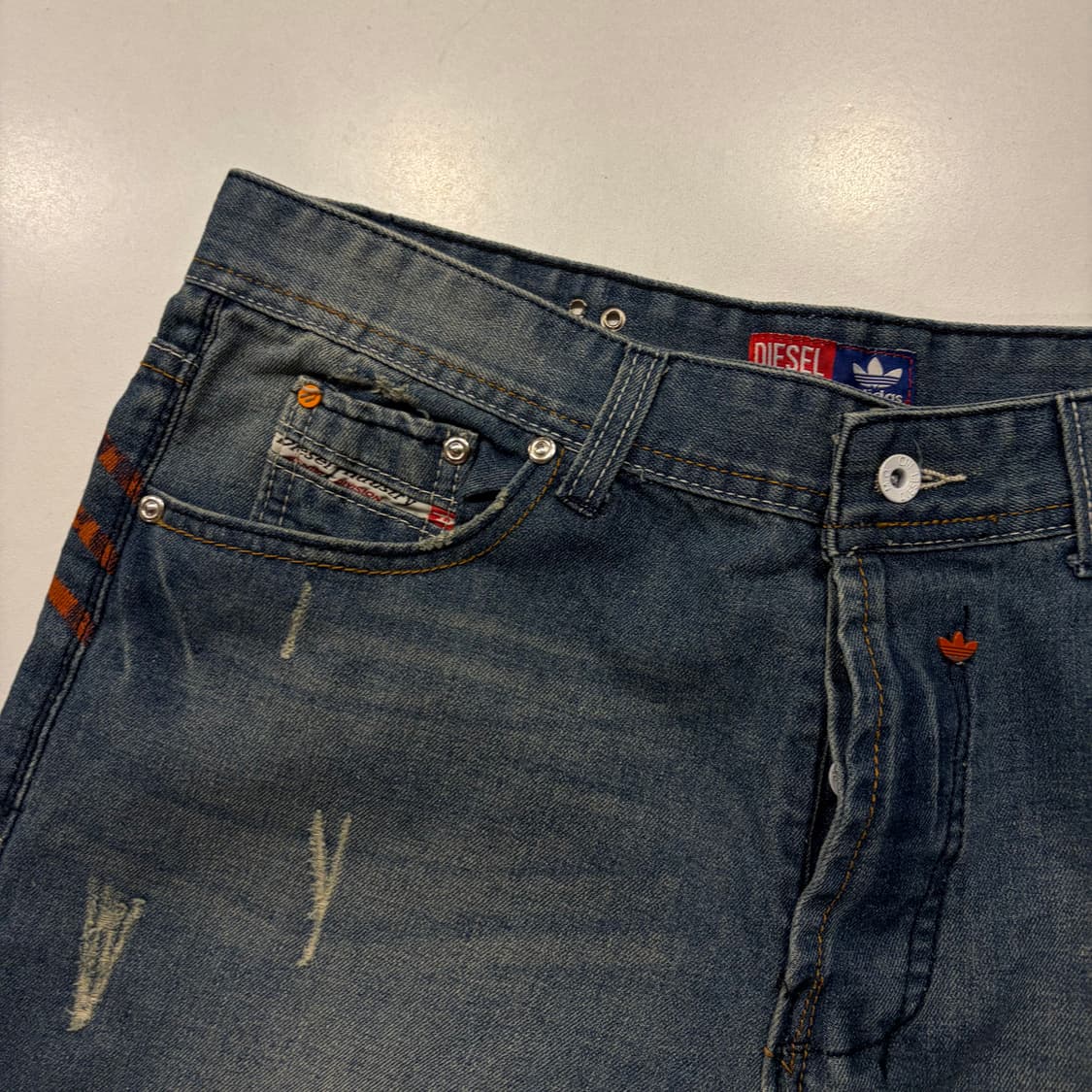 [34] 디젤 x 아디다스 오렌지 스티치 데님 팬츠 청바지 D452 상품이미지6