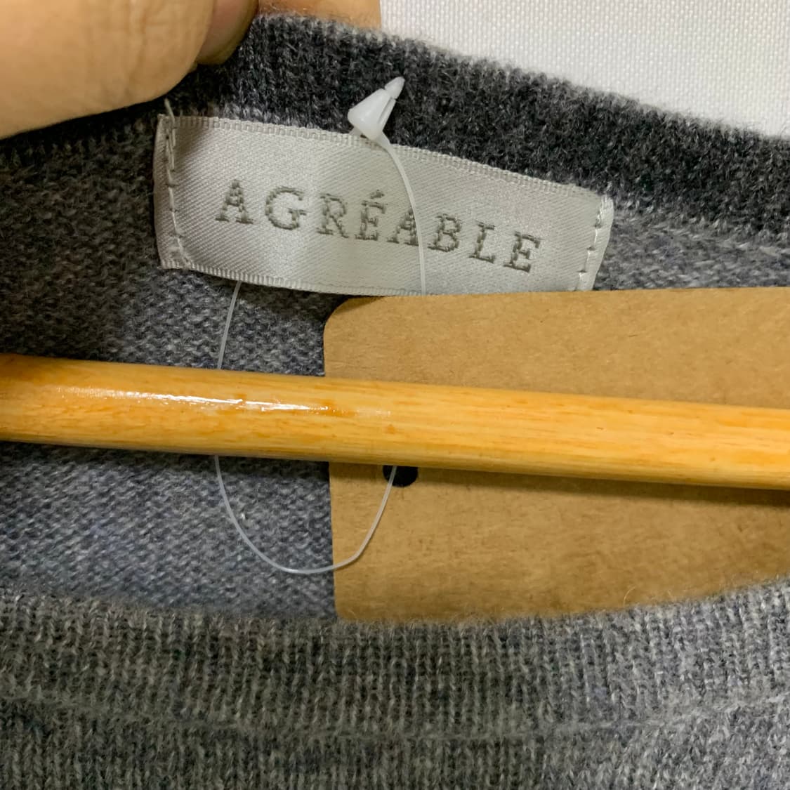 빈티지 캐시미어 100 그레이 배색 7부 긴팔 여성 니트 상품이미지3