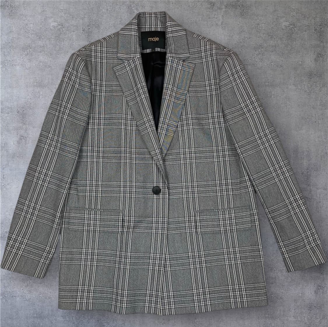 마쥬 Maje 그레이 체크 블레이저 하이웨스트 반바지 셋업 38 상품이미지2
