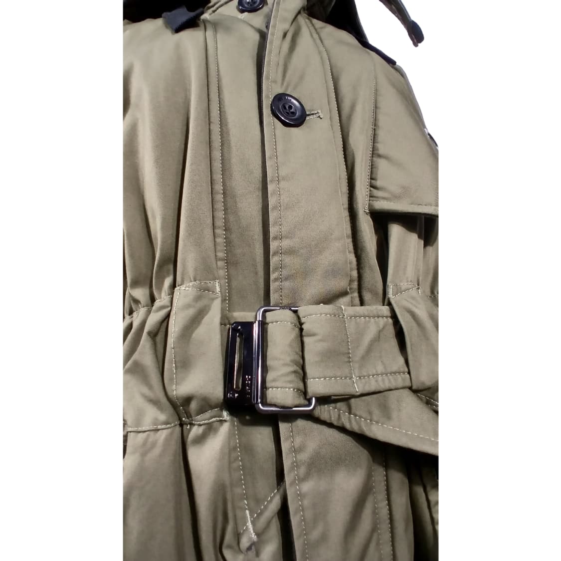 G-STAR 카키색 벨트 후드 롱 코트(S) 상품이미지5