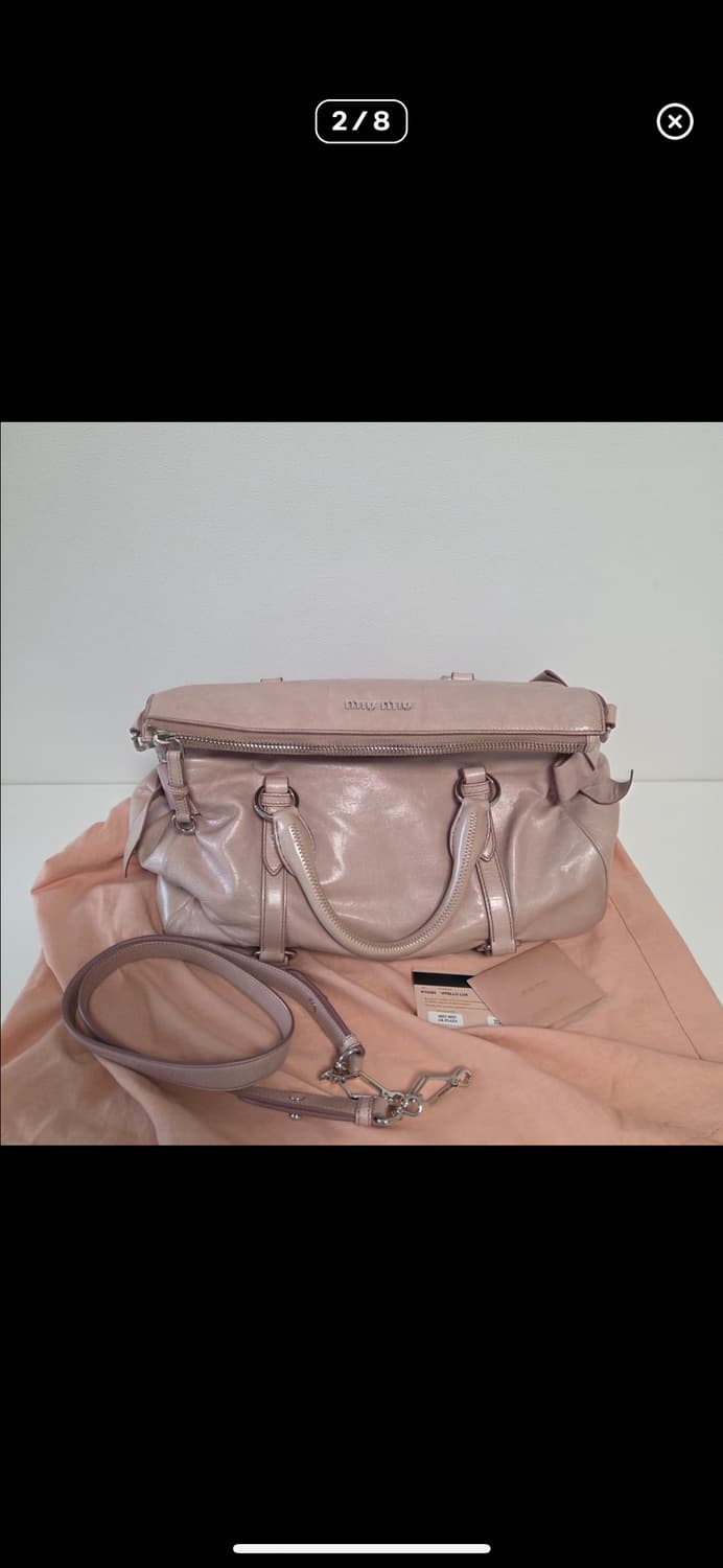 miumiu 미우미우 정품 보우 사첼백 은장 인디핑크 39 토트백 크로스 상품이미지2